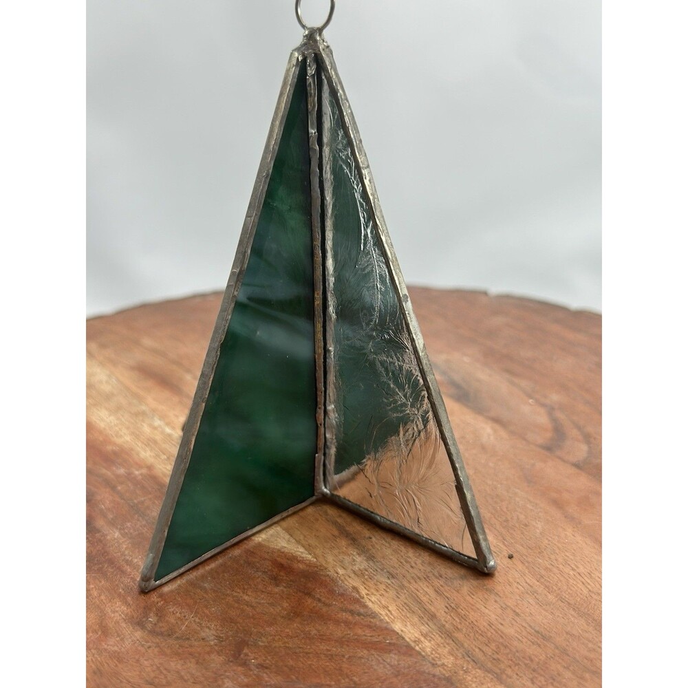 Stained Slag Glass & Textured Tree Suncatcher Handmade Ornament